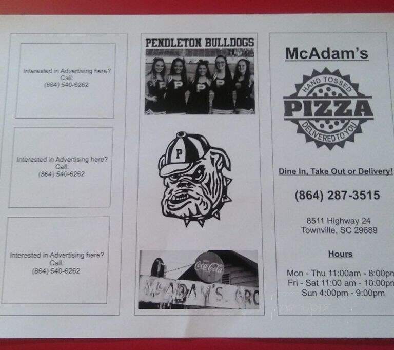 Mcadams Pizza - Townville, SC menu_pic