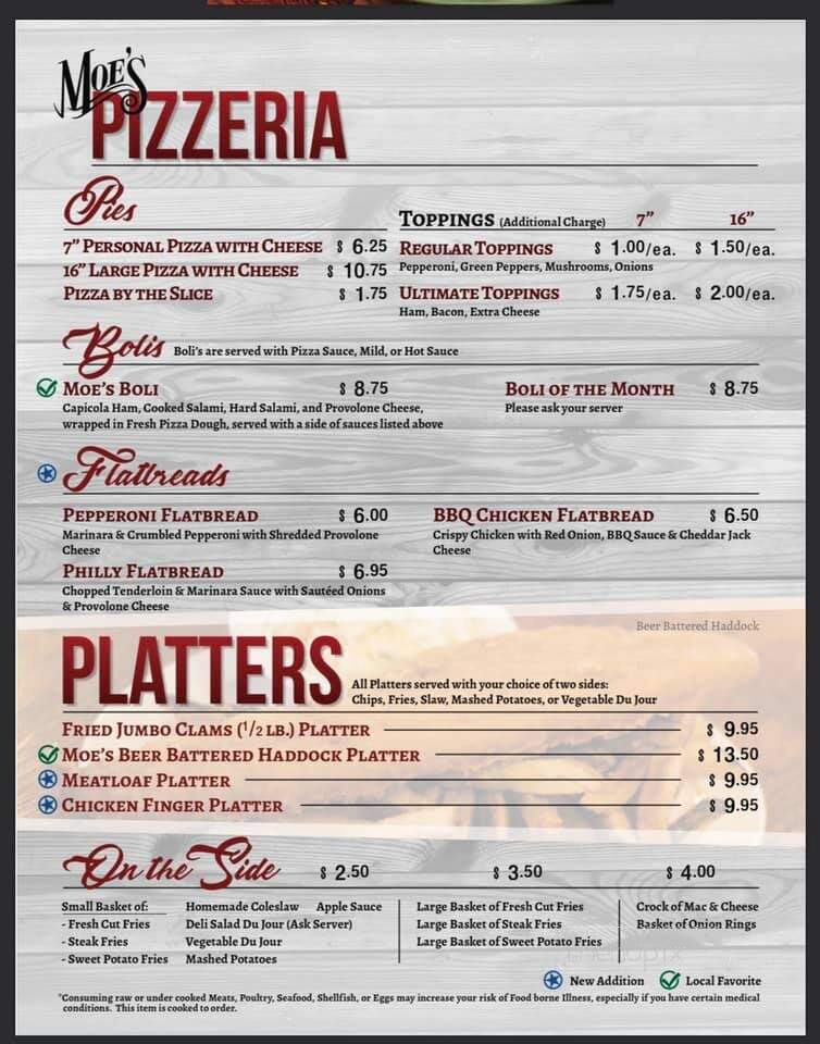 Moe's Bar & Grill - Mechanicsburg, PA menu_pic