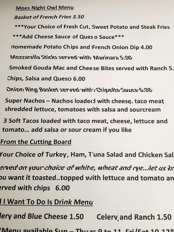 Moe's Bar & Grill - Mechanicsburg, PA menu_pic