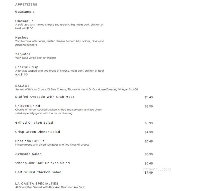 La Casita - San Manuel, AZ menu_pic