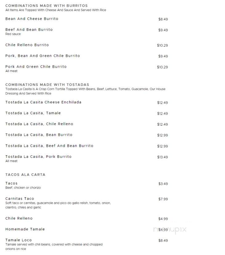 La Casita - San Manuel, AZ menu_pic