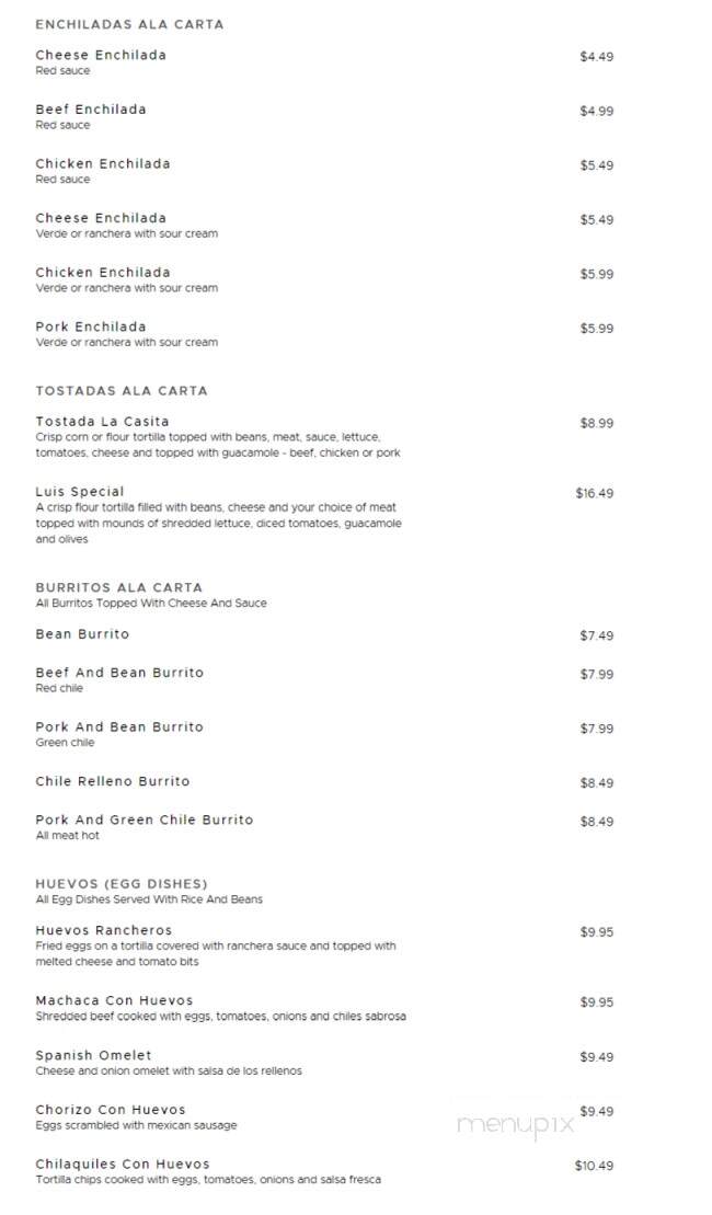 La Casita - San Manuel, AZ menu_pic