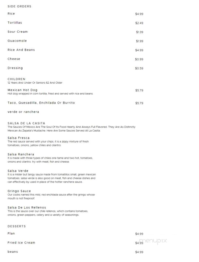 La Casita - San Manuel, AZ menu_pic