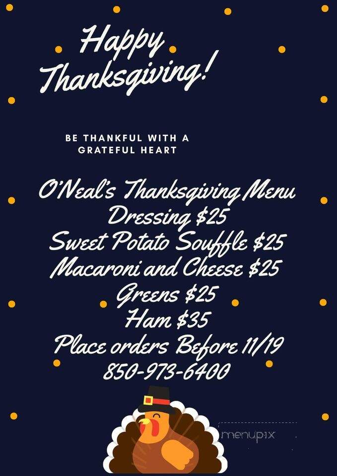 Oneal's Country Buffet - Madison, FL menu_pic