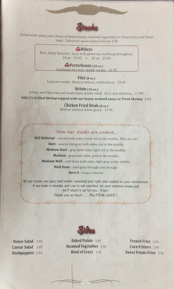 Back Roads - Slaughter, LA menu_pic
