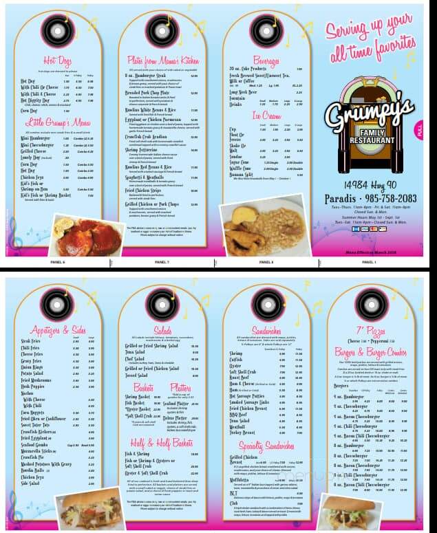 Grumpy's - Paradis, LA menu_pic