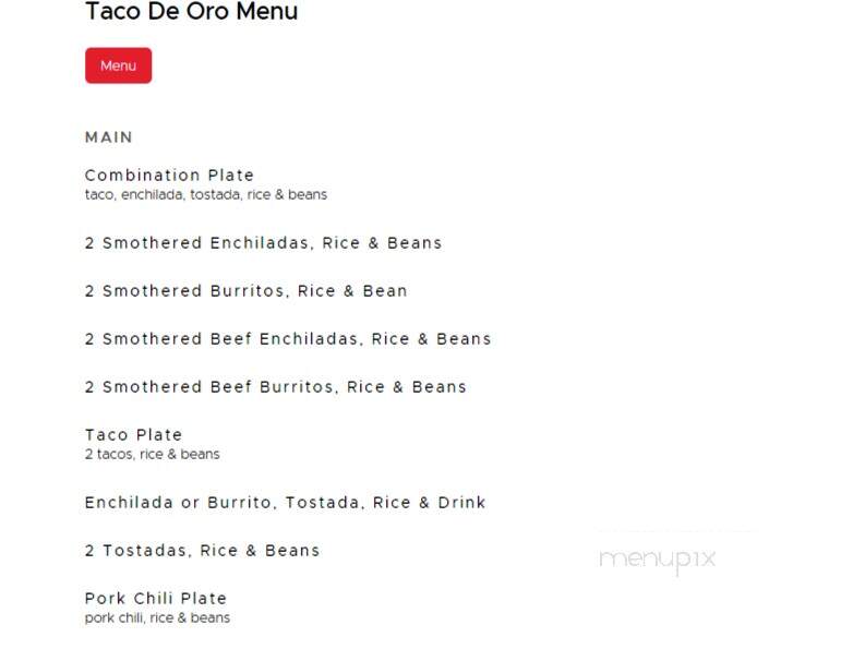 Taco De Oro - Scottsbluff, NE menu_pic