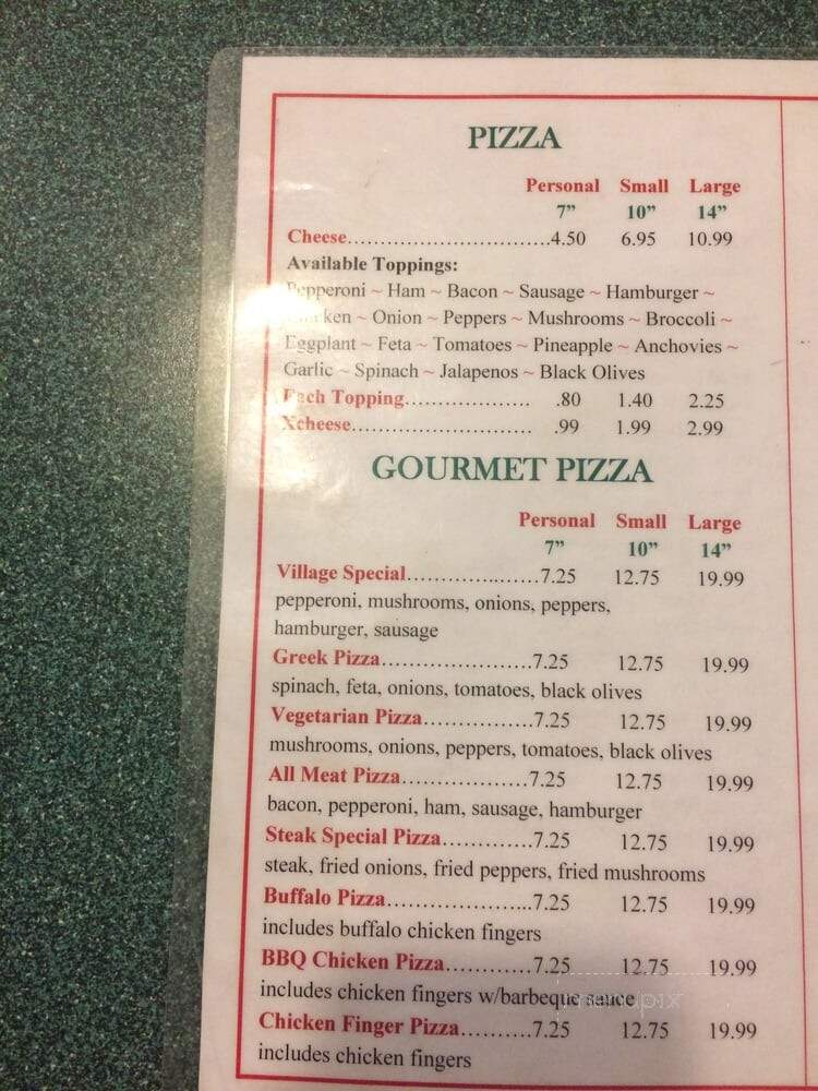 Village Pizza - Woodsville, NH menu_pic