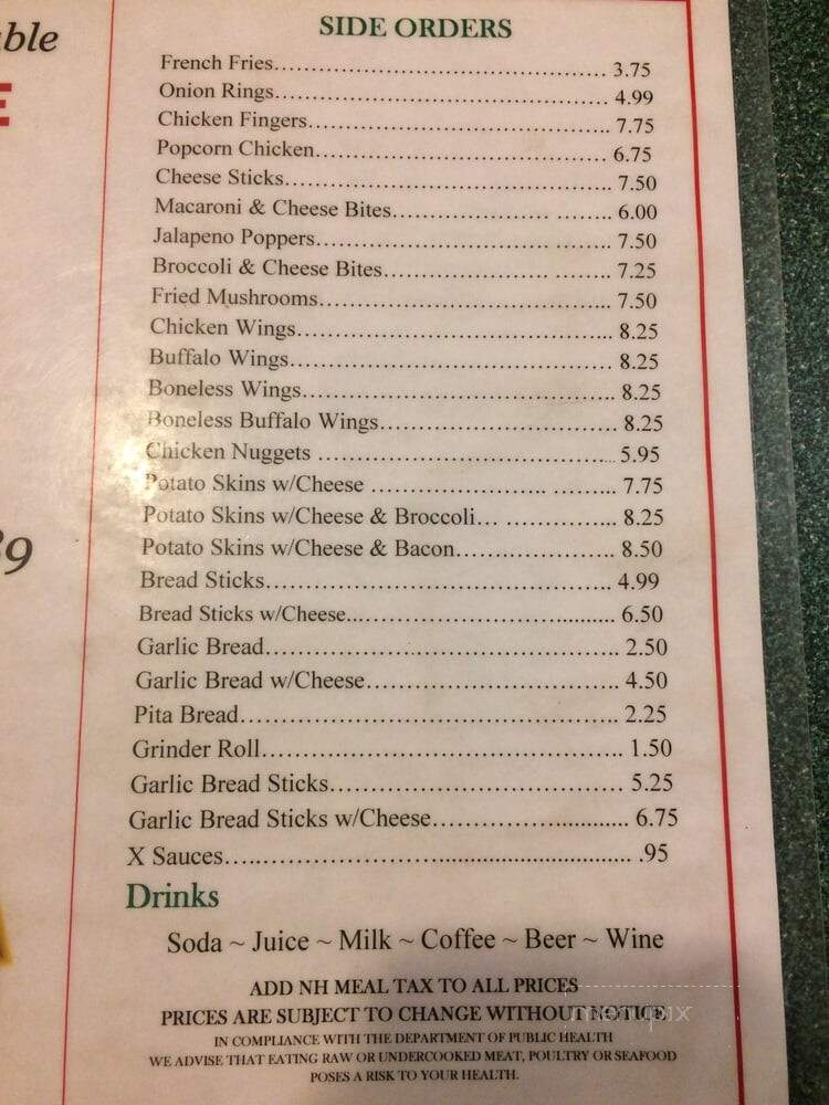 Village Pizza - Woodsville, NH menu_pic