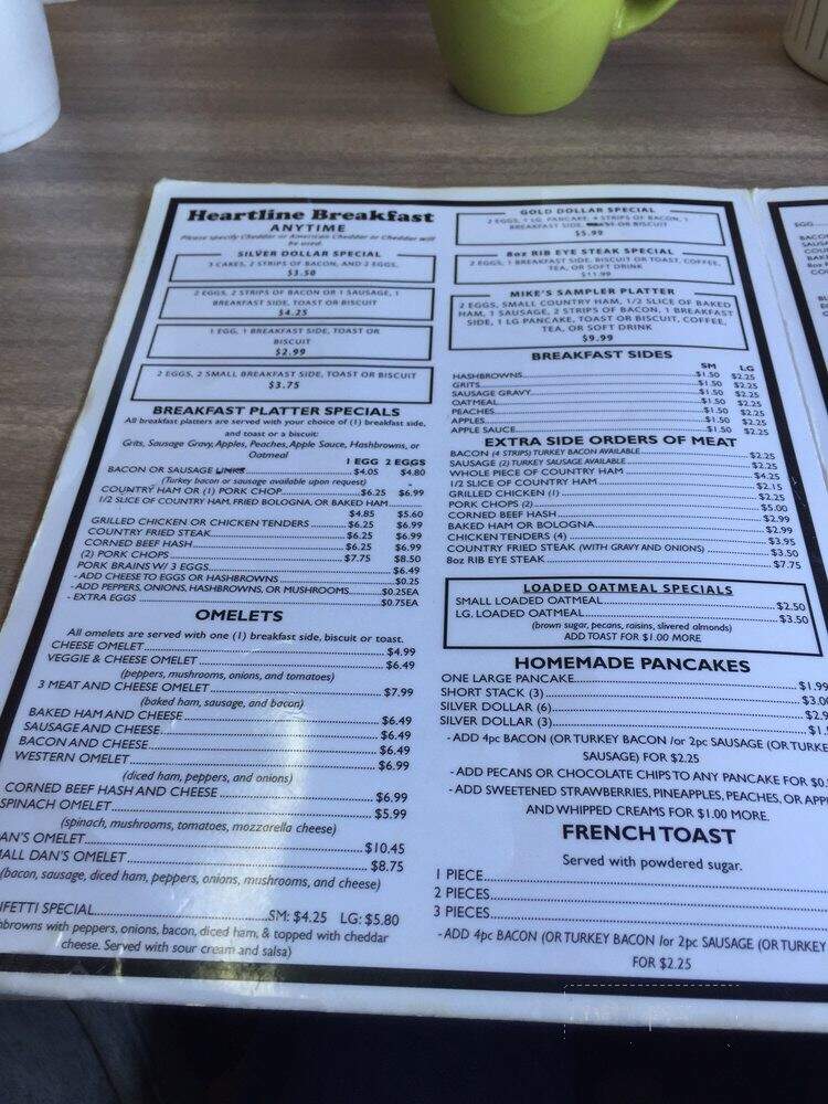 Heart Line Restaurant - Danville, VA menu_pic