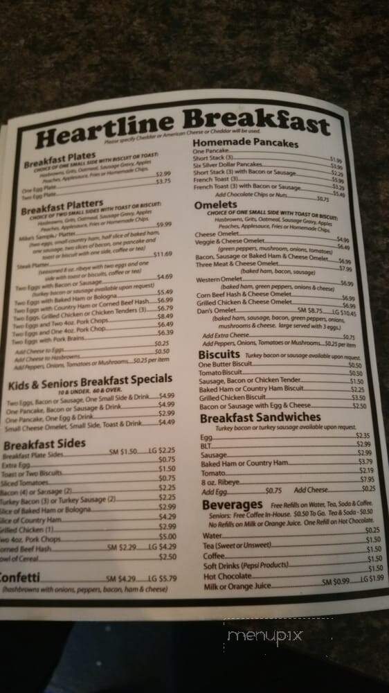 Heart Line Restaurant - Danville, VA menu_pic
