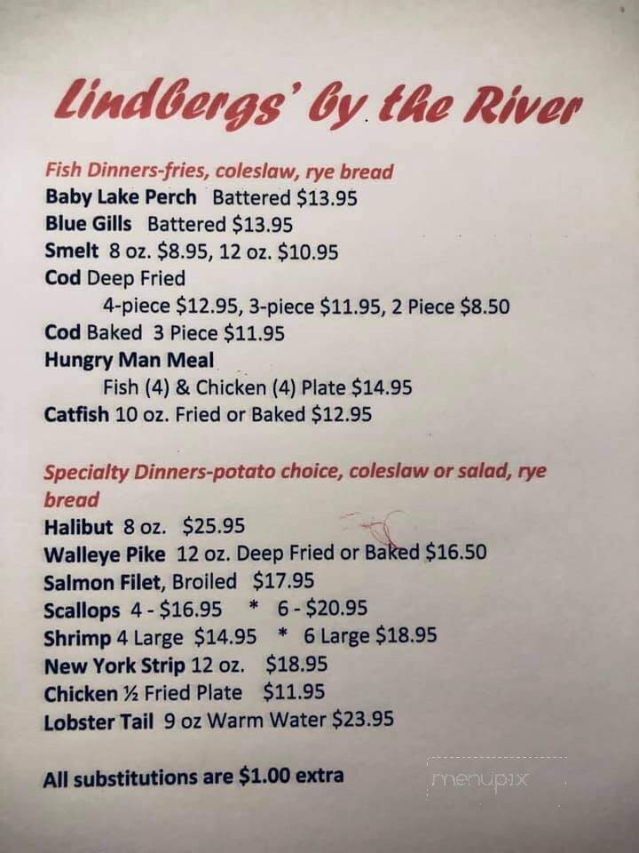 Lindberg's By The River - Watertown, WI menu_pic