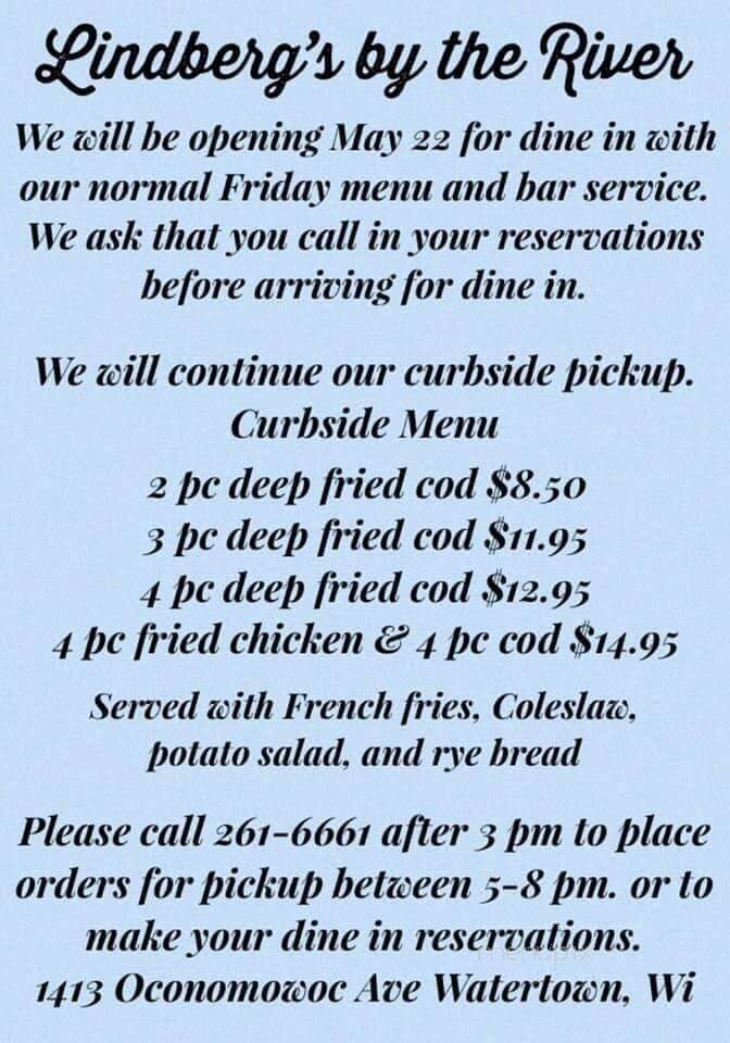 Lindberg's By The River - Watertown, WI menu_pic
