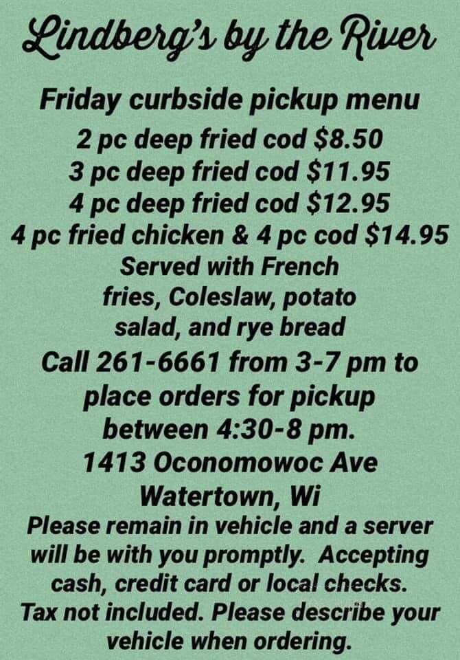 Lindberg's By The River - Watertown, WI menu_pic