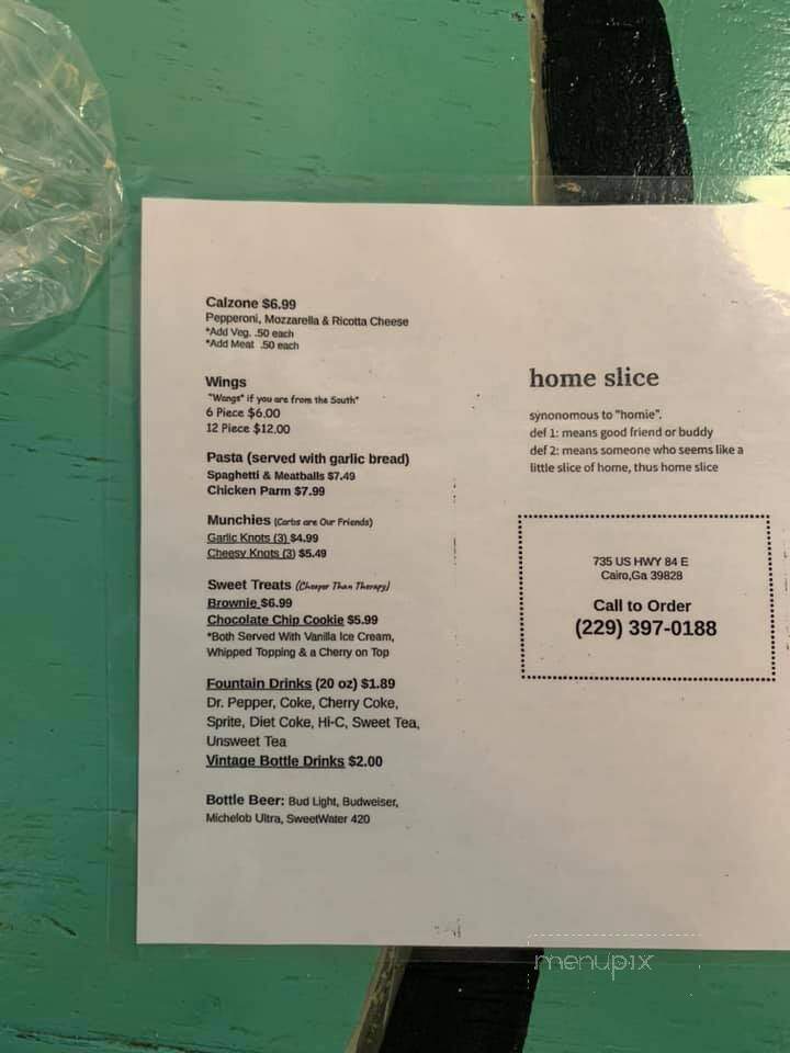 Home Slice Pizza - Cairo, GA menu_pic
