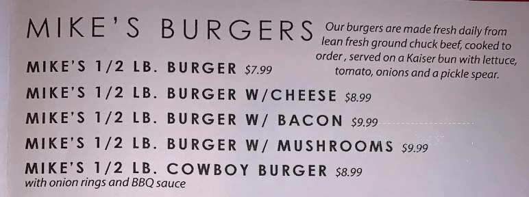 Mike's Grill - Bartow, FL menu_pic