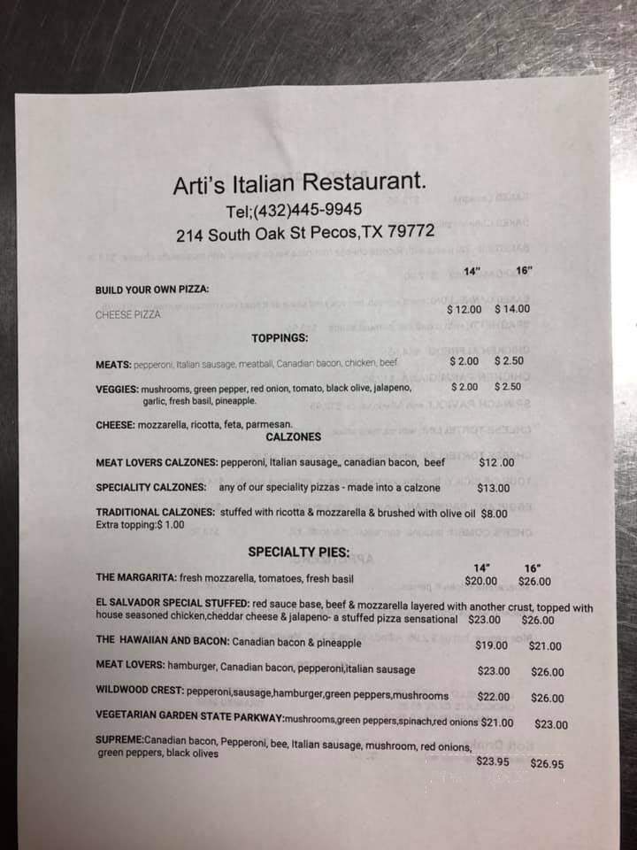 Arti's Italian Restaurant - Pecos, TX
