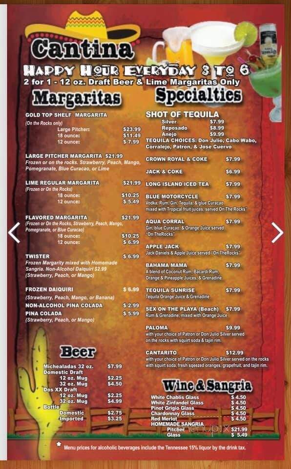 El Corral Mexican Restaurant - Gordonsville, TN menu_pic