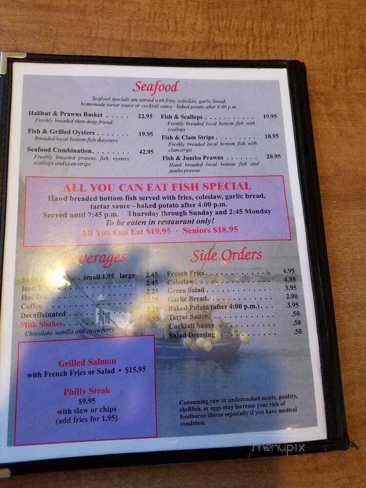 Fisherman's Korner Restaurant - Garibaldi, OR menu_pic