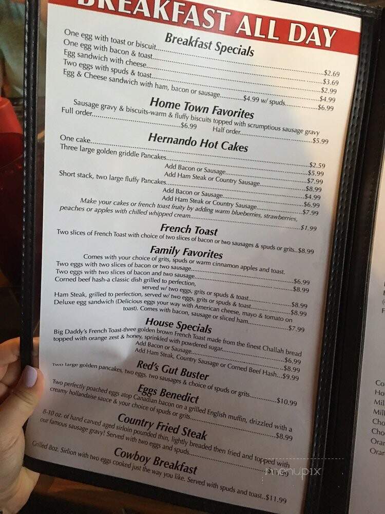 Red's Restaurant - Hernando, FL menu_pic