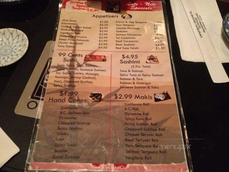 Koto Izakaya Sushi & Robata - Richmond, BC menu_pic