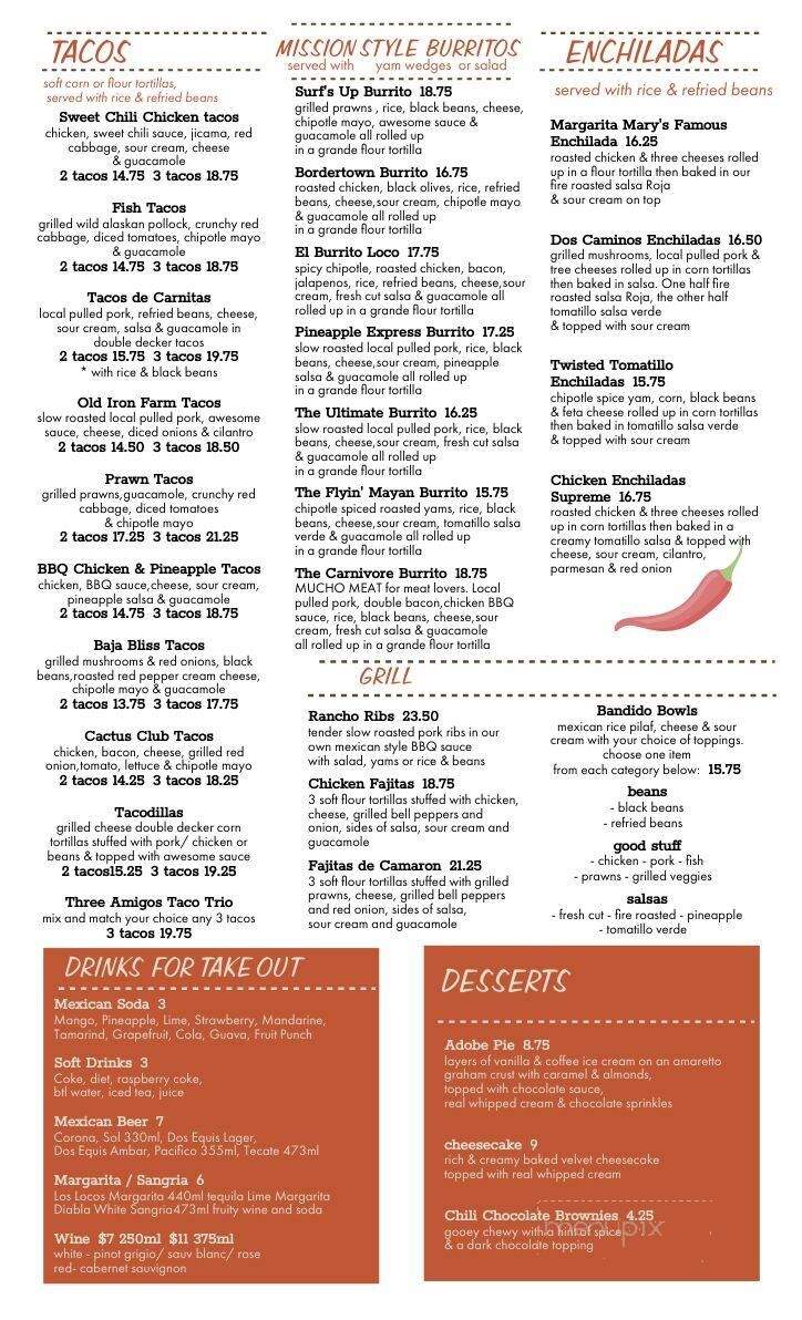 Trackside Cantina - Smithers, BC menu_pic