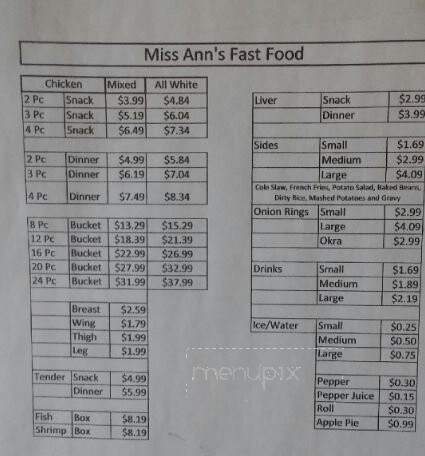 Miss Ann's Fast Foods - Amite, LA