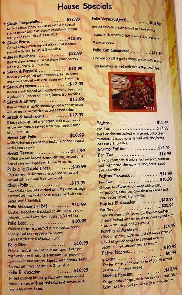 El Cazador Mexican Restaurant - Hinesville, GA menu_pic