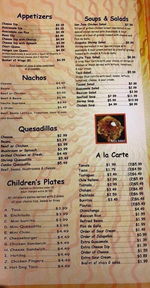 El Cazador Mexican Restaurant - Hinesville, GA menu_pic