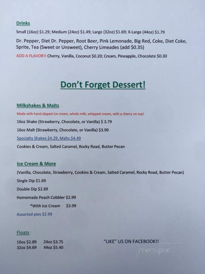 Hasty's Hamburgers - Shamrock, TX menu_pic