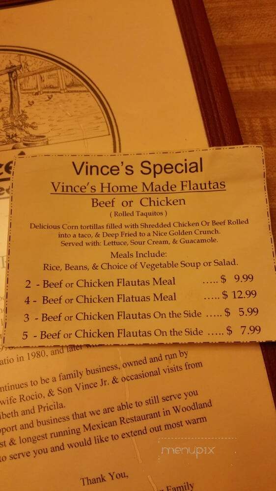 Vince's Mexican Restaurant - Woodland, CA menu_pic