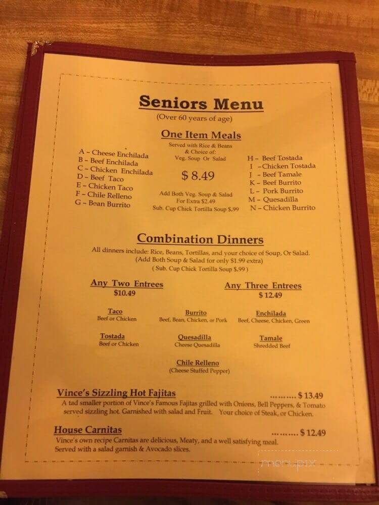 Vince's Mexican Restaurant - Woodland, CA menu_pic