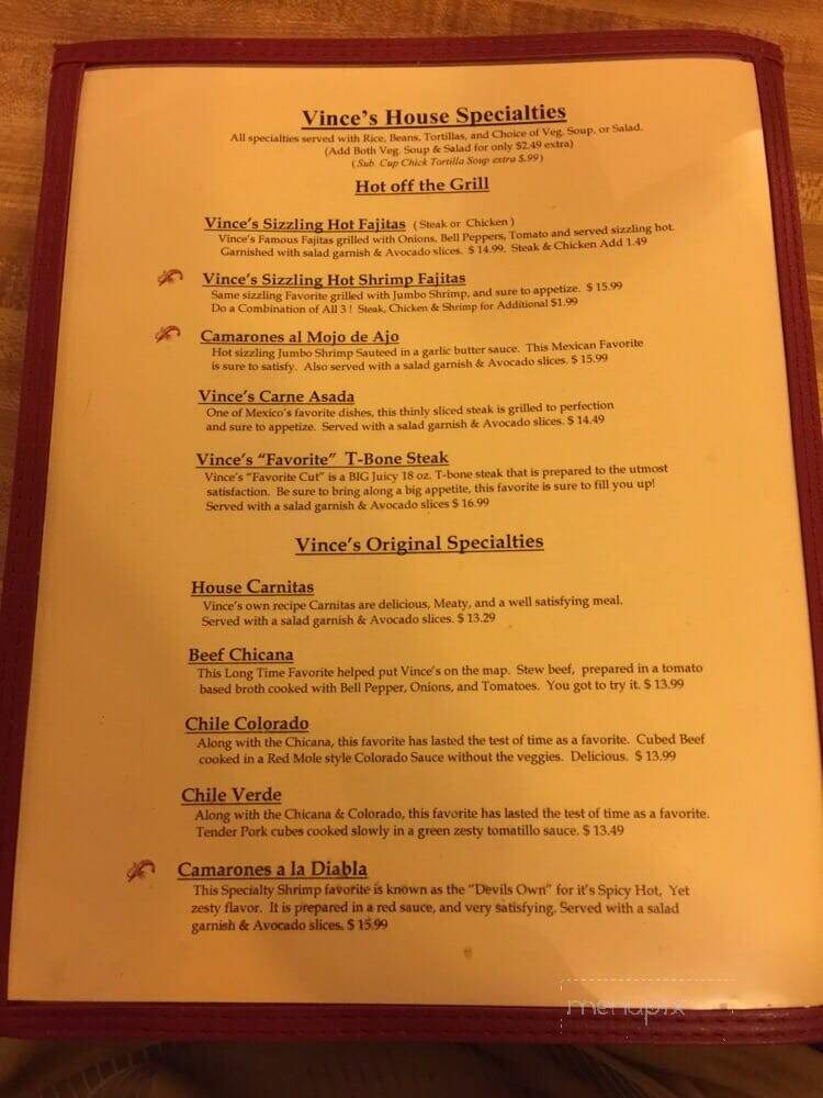 Vince's Mexican Restaurant - Woodland, CA menu_pic