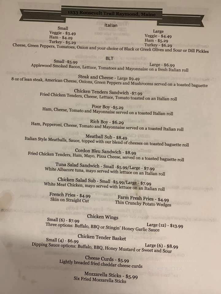 The Beacon - Raymond, ME menu_pic