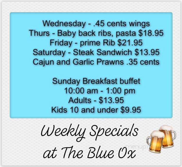 Blue Ox Pub - Vernon, BC menu_pic