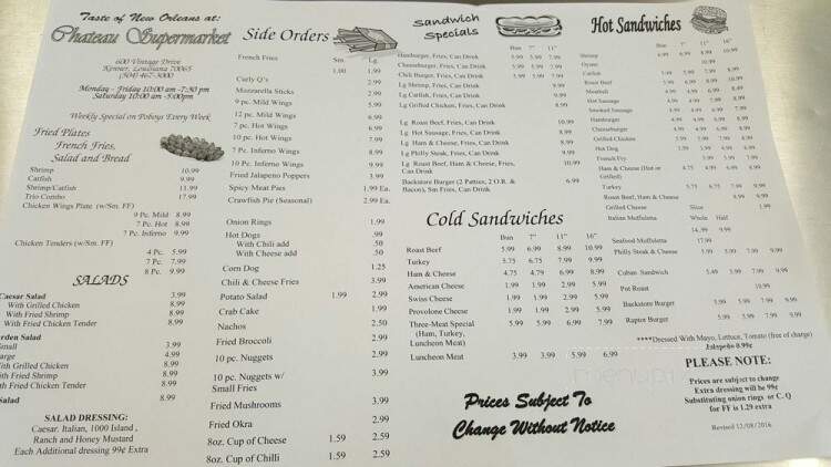 Chateau Super Market - Kenner, LA menu_pic