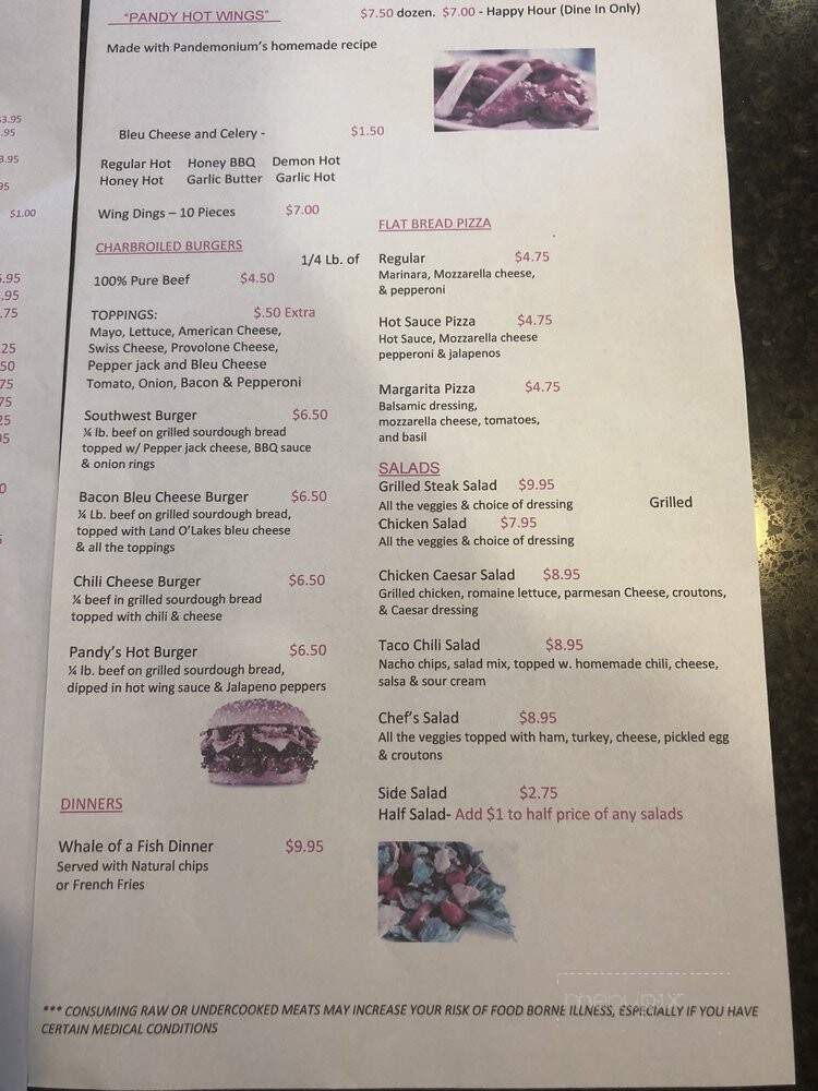 Pandemonium Bar & Grill - Shermans Dale, PA menu_pic