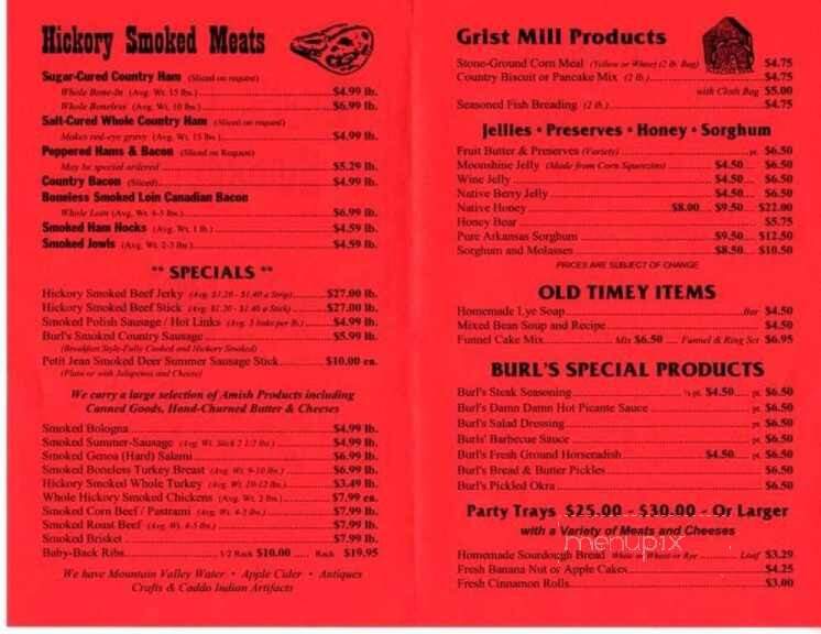 Burl's Country Smokehouse - Royal, AR menu_pic