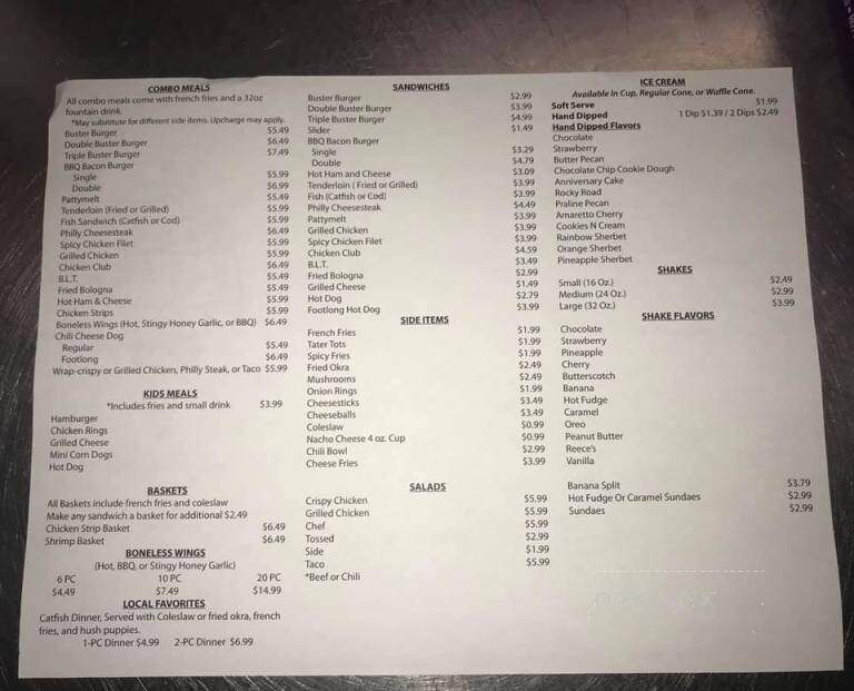 Sebree Dairy Bar - Sebree, KY menu_pic