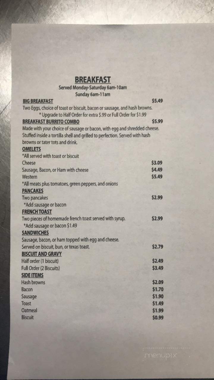 Sebree Dairy Bar - Sebree, KY menu_pic