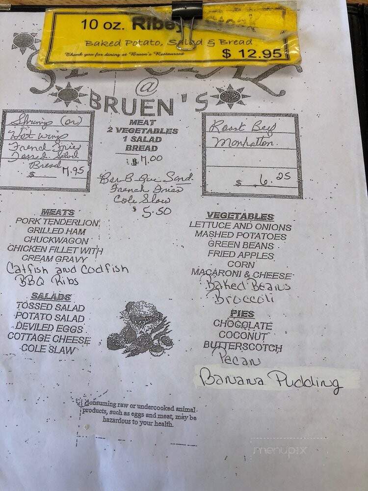 Bruen's Restaurant - Stanton, KY menu_pic