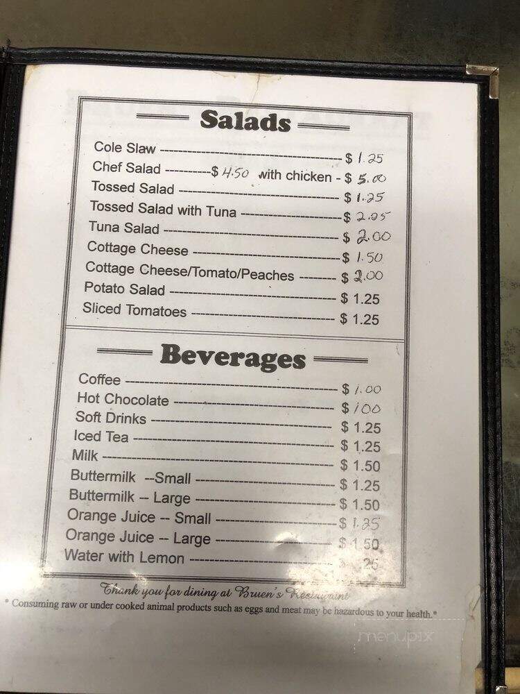 Bruen's Restaurant - Stanton, KY menu_pic