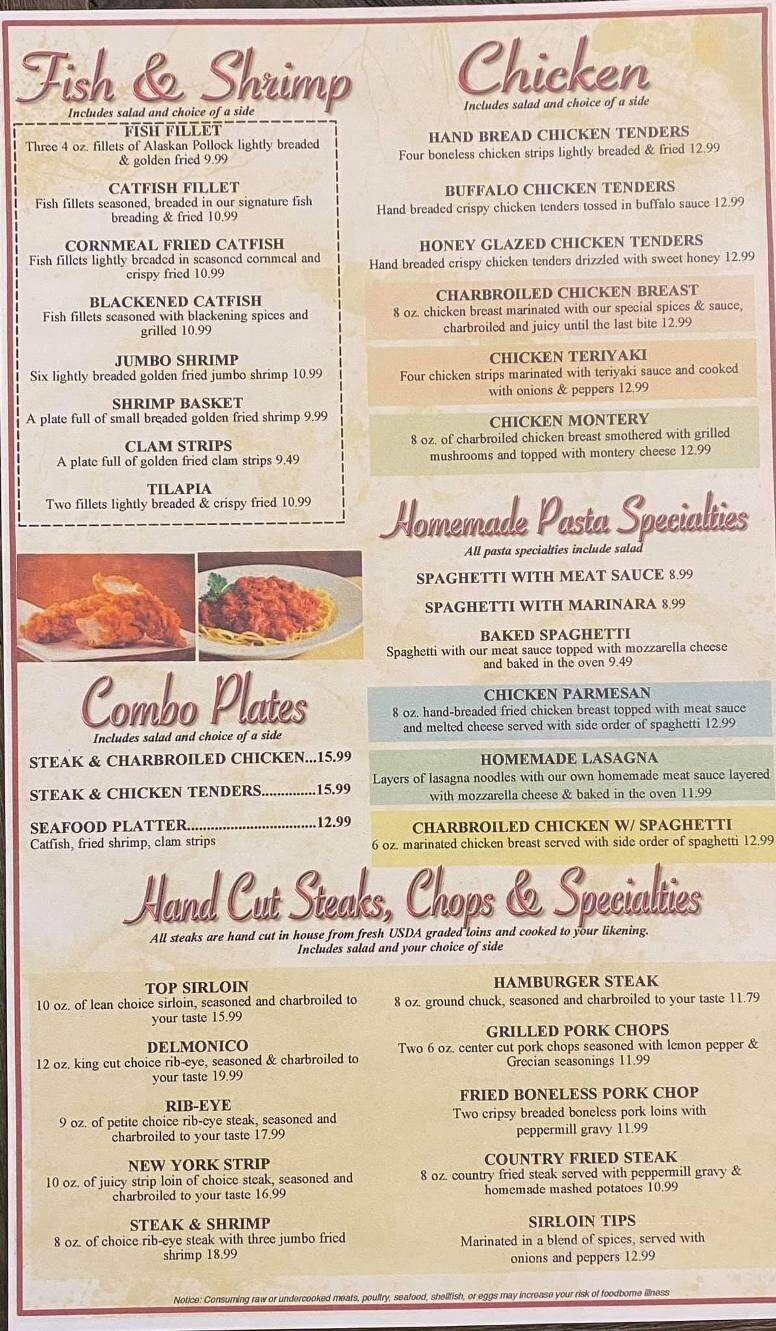 Grecian Steakhouse - Lafayette, TN menu_pic