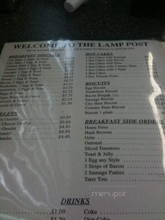 Lamppost Restaurant - Madisonville, TN menu_pic