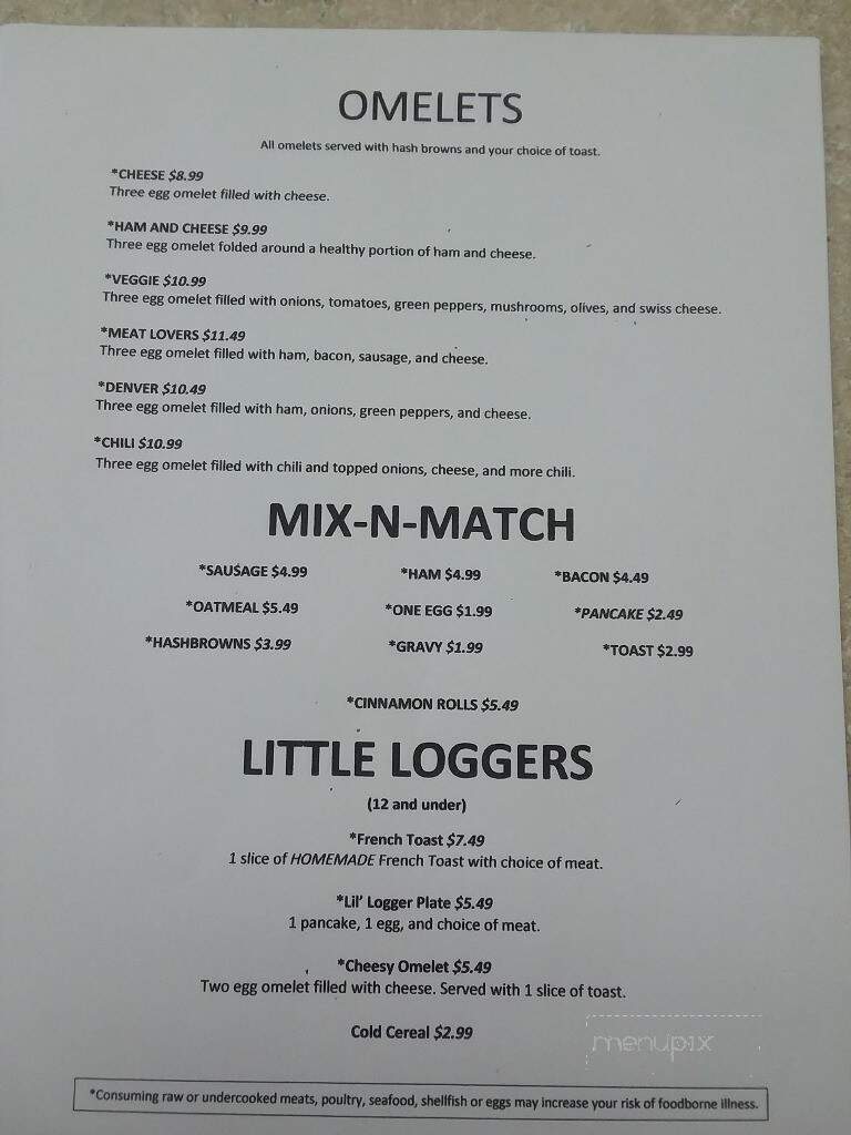 Loggers Burger Bar - Onalaska, WA menu_pic