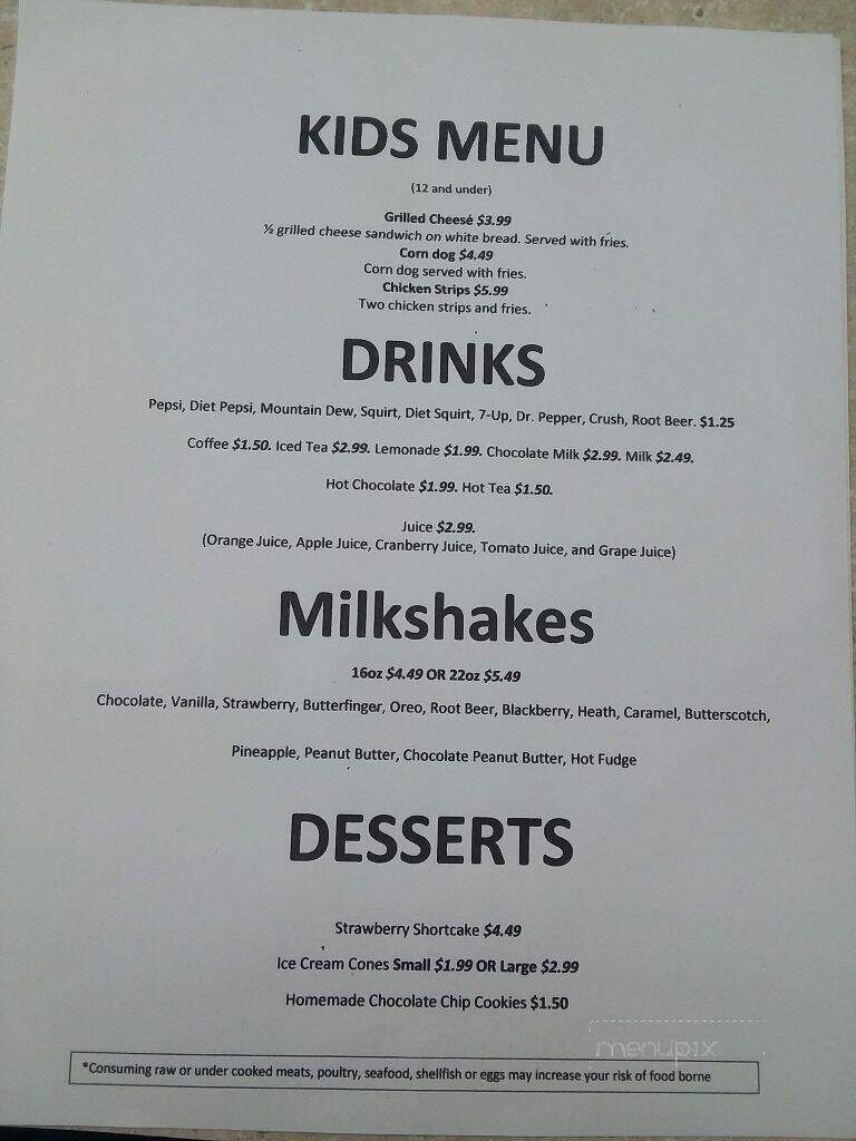 Loggers Burger Bar - Onalaska, WA menu_pic