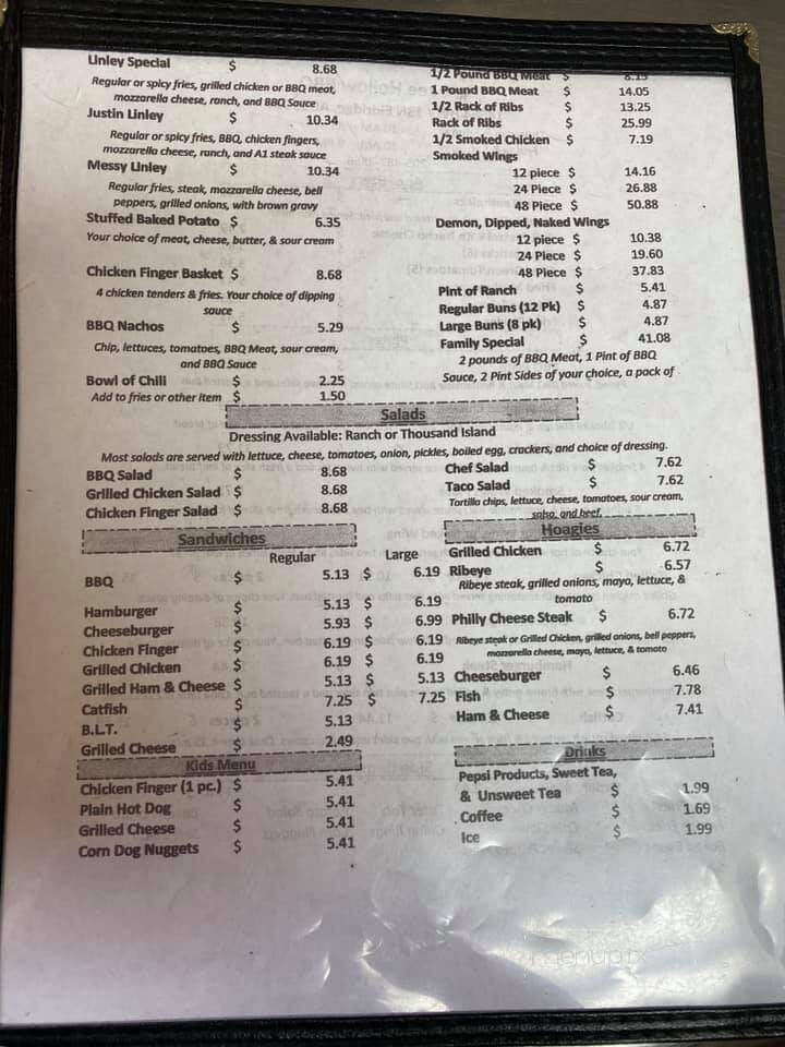 Smokee Hollow Bar-B-Que - Eldridge, AL menu_pic