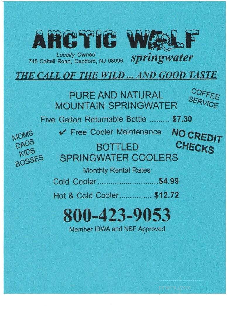 Arctic Wolf Spring Water - Woodbury, NJ menu_pic