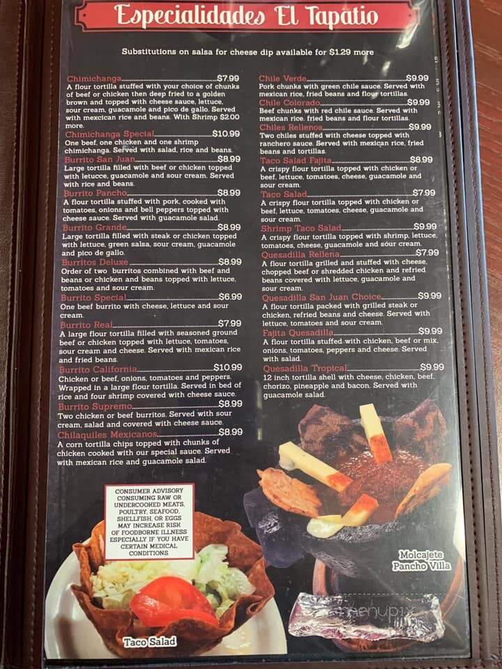 El Tapatio - Winner, SD menu_pic