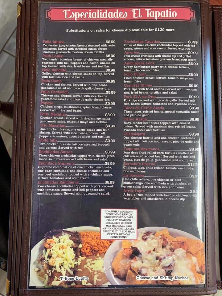 El Tapatio - Winner, SD menu_pic